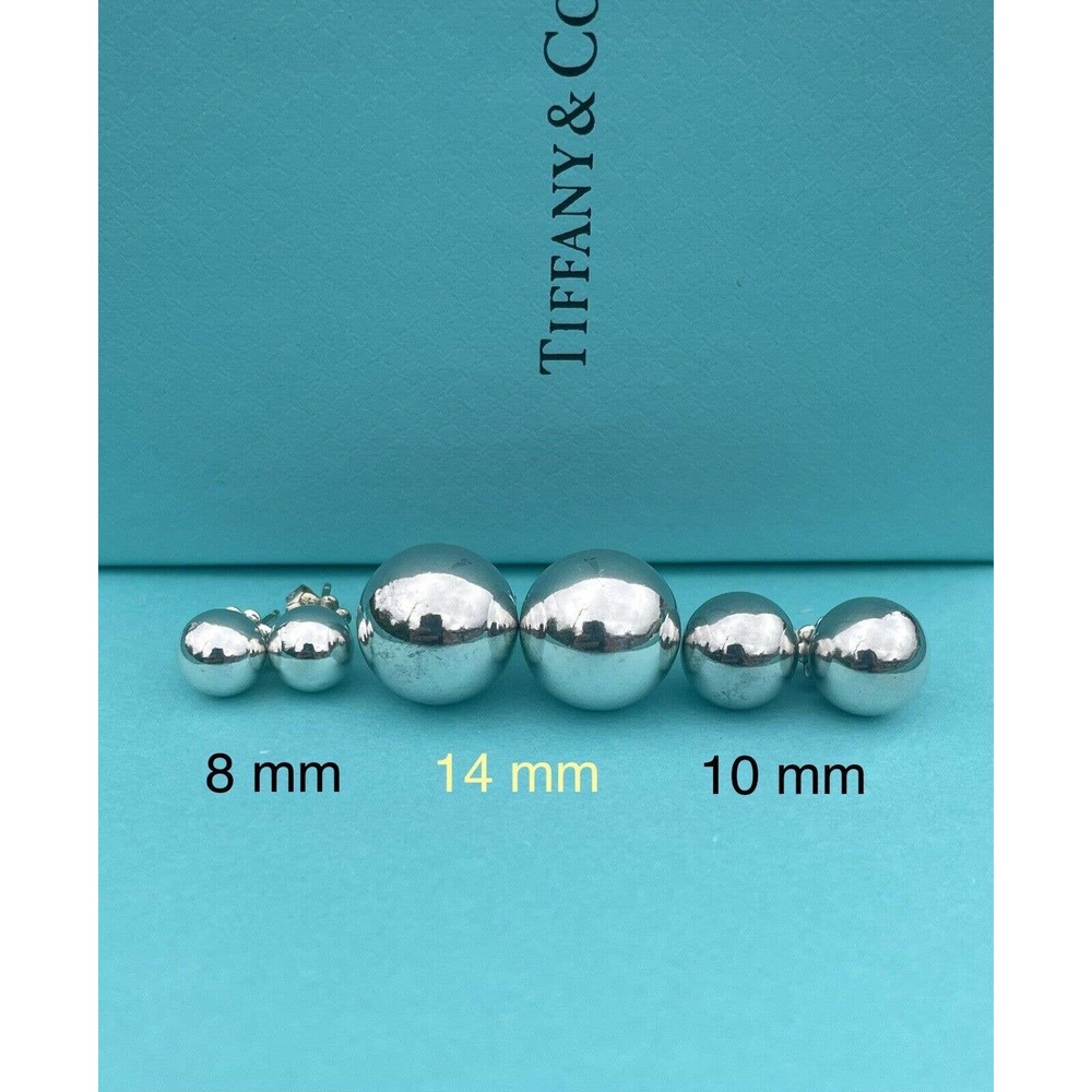 RARE Tiffany & Co. Sterling Silver 925 Hardware Bead Ball Stud Earrings SZ 14 mm